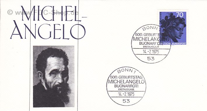Ersttagsbrief BUND Mi-Nr: 833, 500. Geburtstag von Michelangelo
