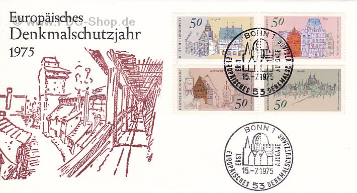 Ersttagsbrief BUND Mi-Nr: 860-863, Europäisches Denkmalschutzjahr