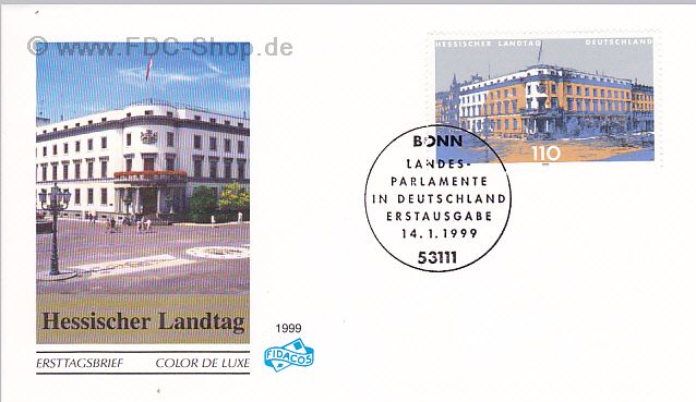 Ersttagsbrief BUND Mi-Nr: 2030, Landesparlamente in Deutschland; Hessischer Landtag, Wiesbaden