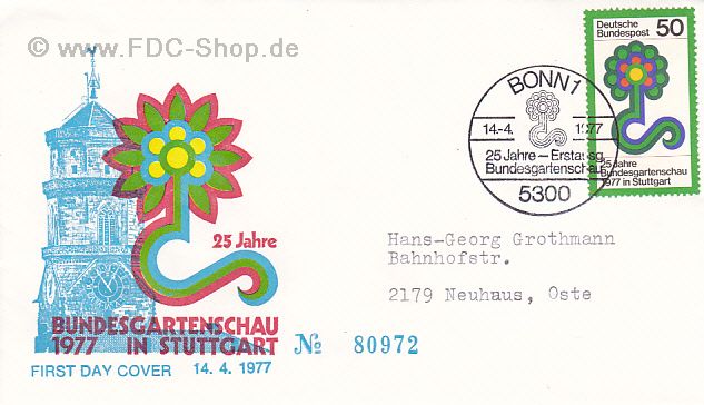 Ersttagsbrief BUND Mi-Nr: 927, 25 Jahre Bundesgartenschau