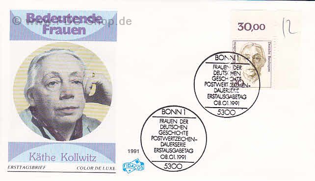 Ersttagsbrief BUND Mi-Nr: 1488, Freimarke: Frauen der Deutschen Geschichte; Käthe Kollwitz (Stempel Bonn)