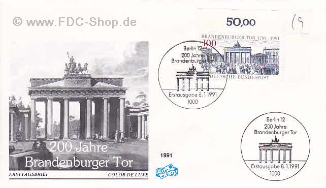 Ersttagsbrief BUND Mi-Nr: 1492, 200 Jahre Brandenburger Tor, Berlin (SS Berlin)