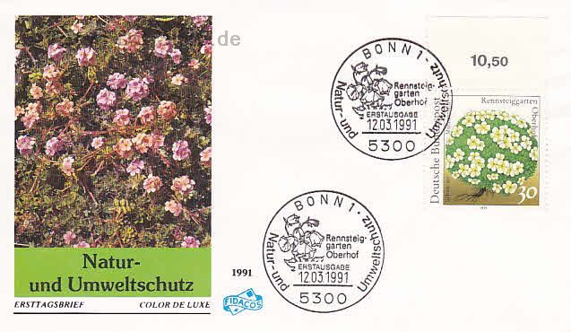 Ersttagsbrief BUND Mi-Nr: 1505, Natur- und Umweltschutz; Pflanzen aus dem Rennsteiggarten Oberhof (SS Bonn)
