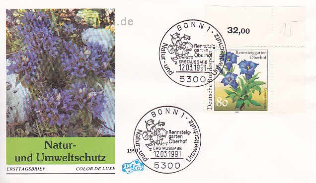 Ersttagsbrief BUND Mi-Nr: 1507, Natur- und Umweltschutz; Pflanzen aus dem Rennsteiggarten Oberhof (SS Bonn)