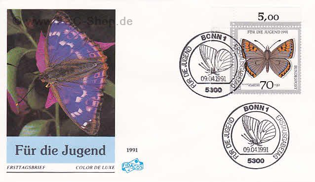Ersttagsbrief BUND Mi-Nr: 1515, Jugend: Gefährdete Schmetterlinge; Blauschillernder Feuerfalter (SS Bonn)