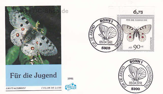 Ersttagsbrief BUND Mi-Nr: 1517, Jugend: Gefährdete Schmetterlinge; Alpen-Apollo (SS Bonn)