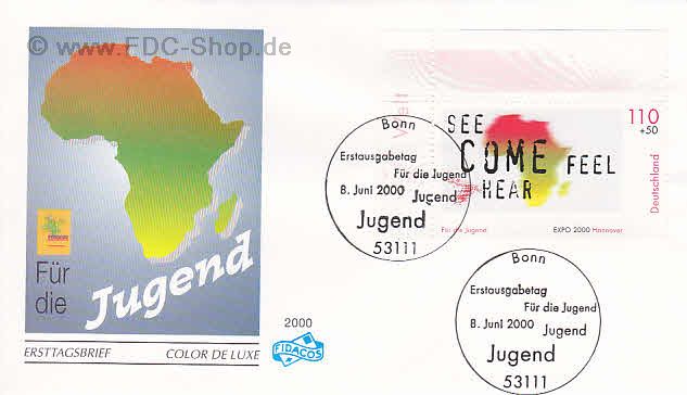 Ersttagsbrief BUND Mi-Nr: 2119, Jugend: EXPO 2000 - Treffpunkt der Jugend der Welt; Afrika