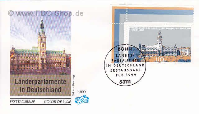 Ersttagsbrief BUND Mi-Nr: 2036, Landesparlamente in Deutschland: Bürgerschaft der Freien und Hansestadt Hamburg