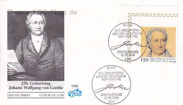 Ersttagsbrief BUND Mi-Nr: 2073, 250. Geburtstag von Johann Wolfgang von Goethe