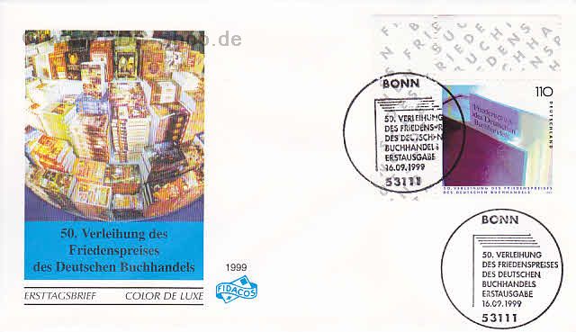 Ersttagsbrief BUND Mi-Nr: 2075, 50. Verleihung des Friedenspreises des Deutschen Buchhandels