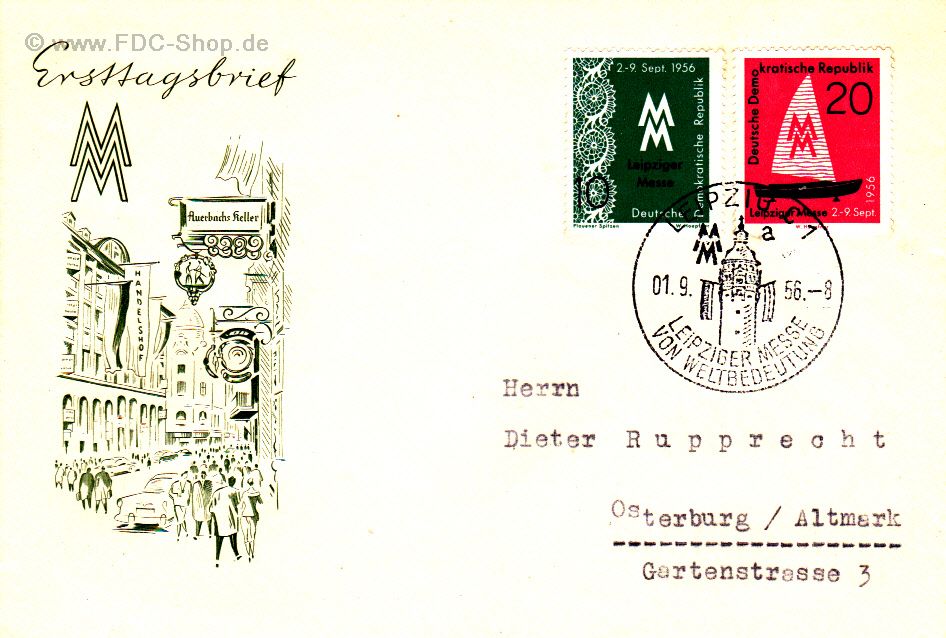 Ersttagsbrief DDR Mi-Nr: 536-537, Leipziger Herbstmesse 1956 Ersttagsbrief DDR Mi-Nr: 536-537, Leipziger Herbstmesse 1956