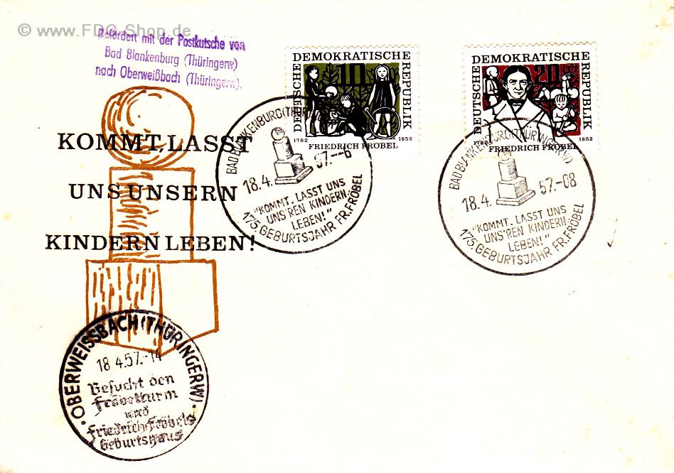 Ersttagsbrief DDR Mi-Nr: 564-565, Geburtstag von Friedrich Fröbel Ersttagsbrief DDR Mi-Nr: 564-565, Geburtstag von Friedrich Fröbel